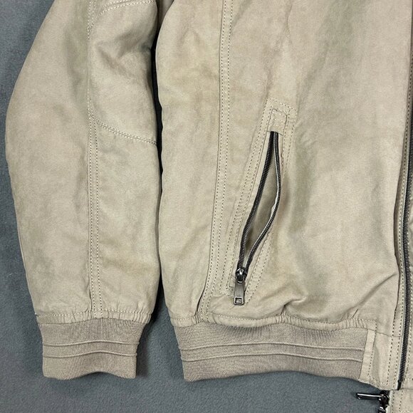 Zara Man Jacket Mens Size XL Beige Bomber Jacket Zipper Pocket Mesh Interior - Picture 3 of 10